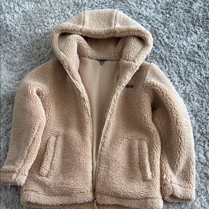 Eddie Bauer Kids Cozy Tan Sherpa Jacket with Hood